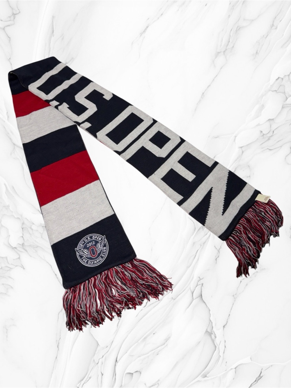 2012 US Open Knit Scarf in Navy, Red & White the Olympic Club NWT